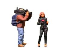 RoaQinFo Figurines Miniatures à L'échelle 1:64, Tendance, En Résine, Représentant Un Caméraman et Un Reporter.