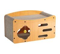 RoaQinFo Griffoir pour Chat avec Structure Robuste en Carton Ondulé et Panneaux de Fibres, Comprenant Un Couchage, Une Balle et Une Surface à Griffer, 51 Cm X 25 Cm X 10