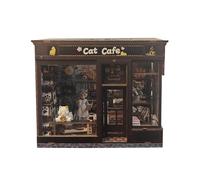 RoaQinFo Kit de Bricolage Miniature de café à Chats, décoration Originale, Collection d'art, Mini Serre-Livres en Bois, Puzzle pour Salon ou Bureau