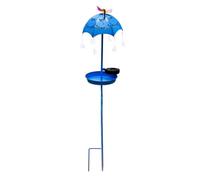 RoaQinFo Lampe Industrielle Mangeoire Solaire Oiseau Lampe d'Extérieur Lanterne de Jardin Métal Étanche Ip65 Piquet à Parapluie avec Décors Suspendus Adaptée au Cour Arrière Pelouse Allée, Bleu