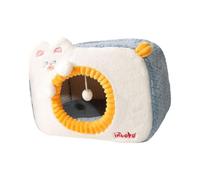 RoaQinFo Maison pour Chat Tente pour Chat Lit Enveloppant Maison Fermée Coussin Velours Auto-Chauffant Convient Aux Animaux Domestiques Refuges Intérieurs, Blue L