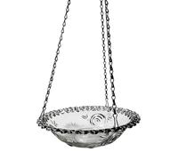RoaQinFo Mangeoire à Oiseaux Double Usage Bain Suspendu Installation Simpliée avec Chaîne Déplacement Facile Convient Patio Balcon Jardin Espace Extérieur, Gris, Gris, Simple Couche