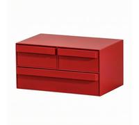 RoaQinFo Organiseur Bureau à Trois Tiroirs Compact Meuble Rangement Rectangulaire En Plastique Morne Mini pr Zone D'étu, Rouge, 7180 2 Tiroirs