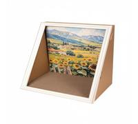 RoaQinFo Planche à Gratter pour Chat Griffoir Canapé Lit Cadre Photo Accessoire Deux en Un pour Griffer et Se Détendre en Carton Ondulé Look Tableau d'art, 483541CM