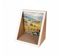 RoaQinFo Planche à Gratter pour Chat Griffoir Canapé Lit Cadre Photo Accessoire Deux en Un pour Griffer et Se Détendre en Carton Ondulé Look Tableau d'art, 443350CM