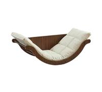 RoaQinFo Siège à Bascule Respirant Chaise Berçante Fauteuil Relax Fauteuil de Sol Fauteuil Inclinable avec Coussin Épais et, Blanc, Bois Foncé, Style to 1