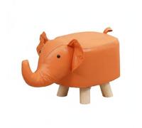 RoaQinFo Tabouret Éléphant Tissu Pouf Repose-Pieds Ottoman avec Revêtement Agréable et Aéré Mousse Élastique pour Confort Quotidien Base en Bois Résistante, Orange, Elephant Tech