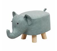 RoaQinFo Tabouret Éléphant Tissu Pouf Repose-Pieds Ottoman avec Revêtement Agréable et Aéré Mousse Élastique pour Confort Quotidien Base en Bois Résistante, Bleu, Éléphant Tech