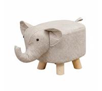 RoaQinFo Tabouret Éléphant Tissu Pouf Repose-Pieds Ottoman avec Revêtement Agréable et Aéré Mousse Élastique pour Confort Quotidien Base en Bois Résistante, Blanc, Elephant Tech