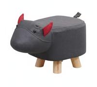 RoaQinFo Tabouret Éléphant Tissu Pouf Repose-Pieds Ottoman avec Revêtement Agréable et Aéré Mousse Élastique pour Confort Quotidien Base en Bois Résistante, Gris, Taureau