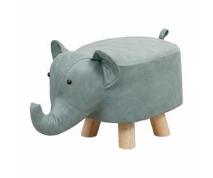 RoaQinFo Tabouret Éléphant Tissu Pouf Repose-Pieds Ottoman avec Revêtement Agréable et Aéré Mousse Élastique pour Confort Quotidien Base en Bois Résistante, Bleu, Size to 5