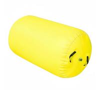 RoaQinFo Tapis de Gymnastique Gonflable Rouleau de Stretching Cylindre Coussin de Stabilité Tapis d'Exercice Surface Amortissante Dégonflage Rapide Adapté à la, Jaune, 08x1m Pompe Élec EU