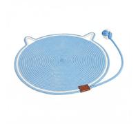 RoaQinFo Tapis Griffoir pour Chat Disque de Grattage Tapis de Grattage Coussin de Sommeil Motif Tête de Chat en Corde Coton Structure Respirante Adapté à, Blue, 60CM