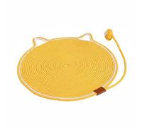 RoaQinFo Tapis Griffoir pour Chat Disque de Grattage Tapis de Grattage Coussin de Sommeil Motif Tête de Chat en Corde Coton Structure Respirante Adapté à, Yellow, 50CM