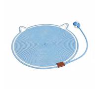 RoaQinFo Tapis Griffoir pour Chat Disque de Grattage Tapis de Grattage Coussin de Sommeil Motif Tête de Chat en Corde Coton Structure Respirante Adapté à, Blue, 43CM