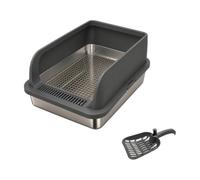 RoaQinFo Toilte pr Lapin Base en Acier Inoxydable à Litière Grille Amovible pr Éleveurs Rongeurs, Foncé, sans Râtelier À Foin