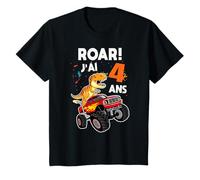 Roar J'ai 4 Ans Dinosaure Dino Anniversaire Garçon Fille T-Shirt