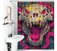 Roar of The Forgotten Beast - Expressionist Fury Skull Ensemble De Décoration De Salle De Bain Moderne En Tissu : Rideau De Douche Épais Et Durable En Polyester Anti-moisissure Pour Caravane 53.54x70.