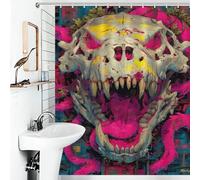 Roar of The Forgotten Beast - Expressionist Fury Skull Ensemble De Décoration De Salle De Bain Moderne Et Élégant En Tissu Lavable Pour La Baignoire Ou La Décoration D'appartement 56.30x70.87Inch（143x