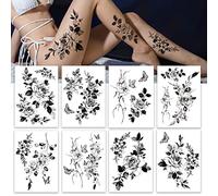 Roarhowl 18 dessins,Grande tatouage temporaire femme sexy papillon Fleurs Abdomen,poitrine Rose tattoo | Roarhowl