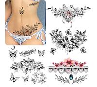 Roarhowl sexy Women's Temporary tattoo, sexy Tattoo package, beautiful and exquis, 3D Real flowers, Butterfly, abdomen, chest, waist and back Application of False tattoos for girls (Conception 3)