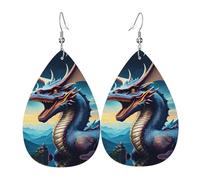 Roaring Dragon Boucles d'oreilles en cuir en forme de larme pour femme Plaqué argent 925 Accessoires de vacances