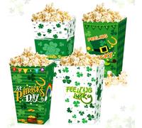 Roaring Good Time 12 PCS boîtes de popcorn pour la fête de la st patrick sacs à friandises décoration de fête en forme de trèfle irlandais fournitures pour photographie vert dress up favors