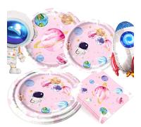 Roaring Good Time deco spatial anniversaire vaisselle astronaute ballon décoratif kit accessoires fête assiettes carton serviettes ballons fusée déco