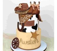 Roaring Good Time décoration de gâteau cowboy rodeo décorations pour gâteaux cowboy western chapeau de cowboy dessus de gâteau feuilles de palmier dessus de gâteau boules de vache dessus de gâteau