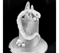 Roaring Good Time décoration de gâteau serpent fantastique décoration de gâteau de sorcier gâteau à boules blanches et argentées pour l'anniversaire fantasy fan party supplies
