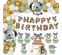 Roaring Good Time Koala Ballon koala Décoration d'anniversaire Accessoire de fête Koala Bannière d'anniversaire (gris)