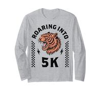 Roaring in to 5K Tiger Back to School 1er Day Boy Girl Funny Manche Longue