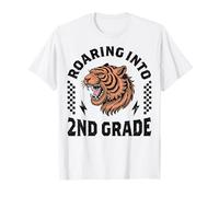 Roaring Into 2nd Grade Tigre Garçon Fille Enfants 1er Jour d'école T-Shirt