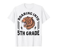 Roaring Into 5th Grade Tigre Garçon Fille Enfants 1er Jour d'école T-Shirt