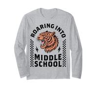 Roaring Into Middle School Boy Funny Tiger 1er Jour 6e année Manche Longue
