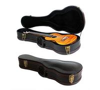 Roaring Iron Étui Rigide pour ukulélé, 66 cm, Surface bombée en Cuir à Motif Crocodile avec intérieur en Peluche et étui en Bois (Noir)