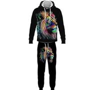 Roaring Lion Sweats à Capuche et Joggings imprimés en 3D Ensemble Femmes/Hommes Survêtement Ensemble 2 pièces Cool Streetwear Sportswear