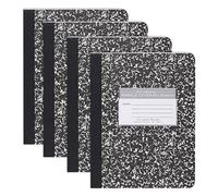 Roaring Spring Lot de 4 carnets de composition, lignés pour université, 80 feuilles, papier blanc #15, 24,8 x 19,7 cm, fièrement fabriqués aux États-Unis, couverture en carton rigide marbre noir