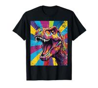 “Roaring T Rex” Colorful Pop Art Dinosaur Graphic Design Fun T-Shirt