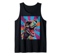 Roaring T Rex Colorful Pop Art Dinosaur Graphic Kids Boys Débardeur