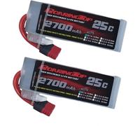 RoaringTop 2S Lipo Batterie 2700mAh 7.4V 25C RC Lipo Batteries avec T Plug Compatible avec WLtoys RC Voitures Camion Truggy (2 Pack)