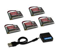 RoaringTop 5PCS 3.7V 1200mAh Lipo Batterie avec Molex Plug avec Chargeur 5 en 1 pour SYMA X5SW X5SC X5SC-1 Quad Rotor Drone