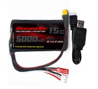 RoaringTop Batterie Li-ION 7,4V 5000mAh 2S Rechargeable Batterie avec XT30 et JST Plug et 1 Chargeurs USB Compatible avec émetteur TX16S RC4GS, RC6GS