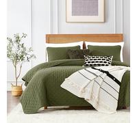ROARINGWILD Parure de lit 2 pièces avec Housse de Couette et taie d'oreiller, Vert Olive, Couvre-lit léger et Doux, Couverture matelassée Fine, Toutes Saisons, 172,7 x 228,6 cm