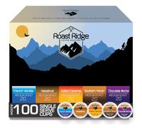 Roast Ridge 100 dosettes de café à une cuillère pour cafetière Keurig K-Cup, 20 (caramel salé, noix de pécanus, chocolat moka, noisette, vanille française)