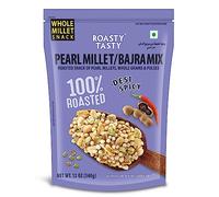 Roasty Tasty Mélange de bajra croustillant torréfié et épicé Namkeen Millet Snacks - (Bajra, Moong, Jowar, Peanuts) - Lot économique de 340 g | Collations saines pour tous | Sans gras trans | Qualité