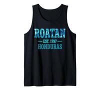 Roatan Est 1797 Honduras Aquarelle Bleue Débardeur