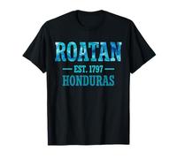 Roatan Est 1797 Honduras Aquarelle Bleue T-Shirt