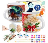 Roaxkois Kit de Peinture sur Céramique - Kit de Bricolage en Céramique Créatif avec Couleurs, Pinceaux et Instructions, Ensemble Parfait pour Peindre des Tasses pour des Cadeaux Personnalisés et