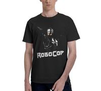 Rob*ocop Film T-shirt pour homme Impression artistique du film de science-fiction classique en coton à manches courtes T-shirt graphique noir T-shirt affiche de film, Rob-13, L